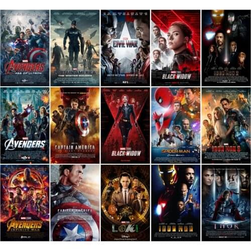 Marvel Movie Posters Wall Art Avengers Captain America Thor Superheroes Home Decor Posters HD Prints Canvas Paintings