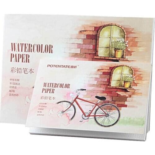 POTENTATE Watercolor Paper Sketchbook 12 Sheets Hand Painted Transfer Drawing Paper Blank Watercolor Graffiti Book for Students