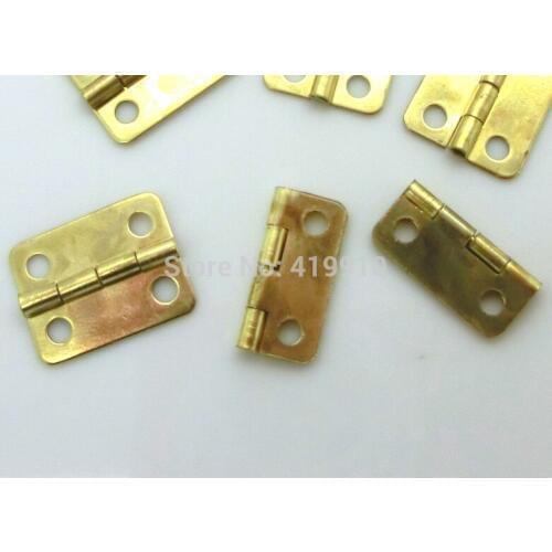 Free Shipping-50pcs Gold Plated Hardware 4 Holes DIY Box Butt Door Hinges (Not Including Screws) 16x13mm J1261