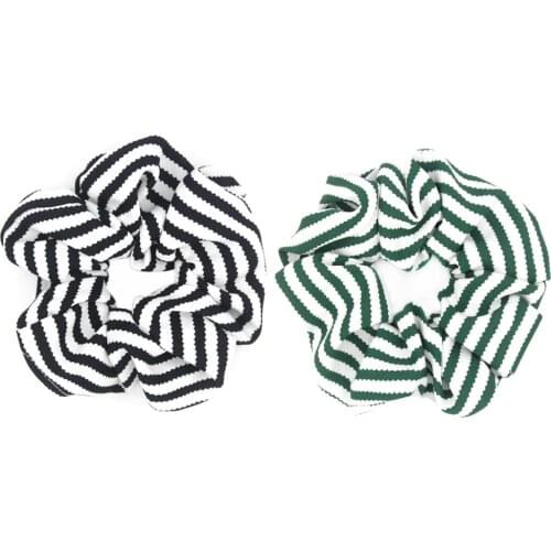 Furling Girl1PC Wave Striped Printing Hair Scrunchies Ponytail Holder Hair ties Elastic Casual Cloth Hair Bands