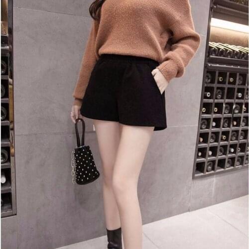 Shorts Women Woolen Shorts Women Loose Womens Autumn And Winter Clothing High Waist Wide-Leg Pants Ropa Mujer