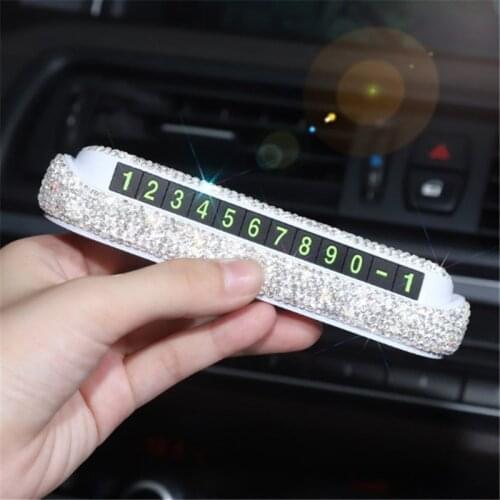 Car Temporary Parking Diamond crystal Card Phone Number Card Plate Telephone Number Car Park Stop Automobile Accessories Car-sty