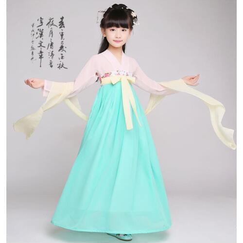 Girls traditional chinese traditional tang hanfu dress child clothing cosplay kids children fairy dance ancient chinese costume