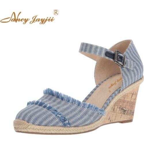 Nancayjayjii Women Shoes Ladies Canvas Pumps Solid Buckle Super High Spike heels Round Toe Fashion Casual Sweet Sexy Mature 2021