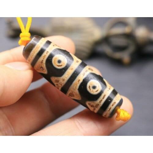 Magic Power Tibetan Old Agate Tiger Tooth 6 Eyes Gzi Ji dZi Bead Amulet Pendant