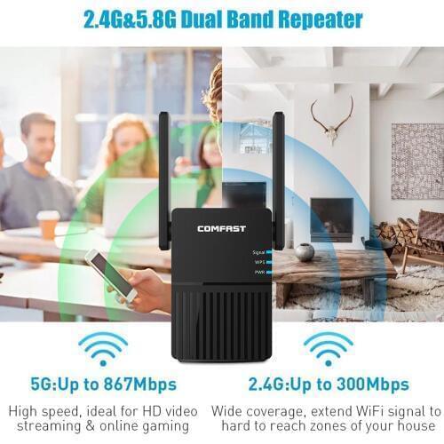 WIFI Repeater/Router/Access point 1200Mbps Wireless Wi-Fi Range Extender 5 ghz wifi signal amplifier External Antennas