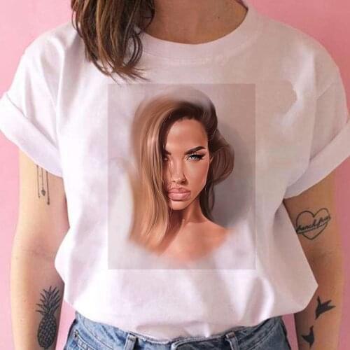 2021 Women T-shirt Soft Girl Versatile Short Sleeve Hipster Blonde beauty Printed T-shirt Casual Vogue Modern Breathable Tshirt