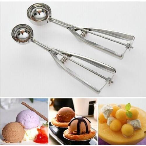1PC Ice Cream Spoon Useful Stainless steel Ice Cream Scoop Cookies Dough Disher Spoon Watermelon Spoon OK 0279