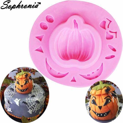 10PCS/SET Halloween Chocolate Silicone Mold Funny Pumpkin Sugar Candy Mould DIY Cupcake Party Fondant Cake Decorating Tool M843