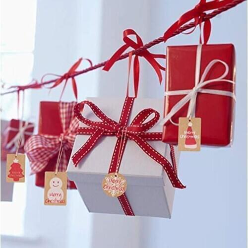 100Pcs Merry Christmas Shoes Hat Snowman Kraft Paper Tags Labels Trees Decor