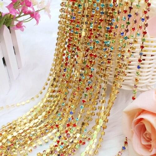 162161 , Super flash rhinestone drill claw chain decoration, 1meters , width 3mm, Handmade DIY Clothing & Accessories