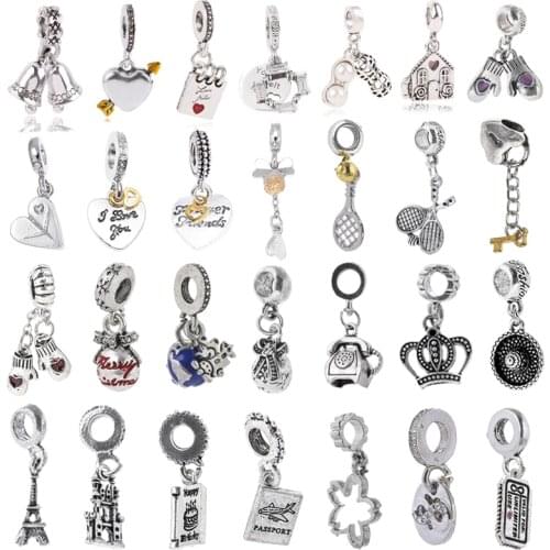 2Pcs/Lot Hot Sale Alloy Silver Plated Lucky Bag Charm Pendants Fit Fashion Brand Bracelets For Women Lucky Jewelry Gift Making