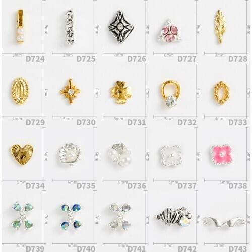 20pcs High Quality New Hot Diamond Ring Love Shell Pearl Leaf Series Alloy Rhinestone 3D Charm DIY Nail Art Design Decoration