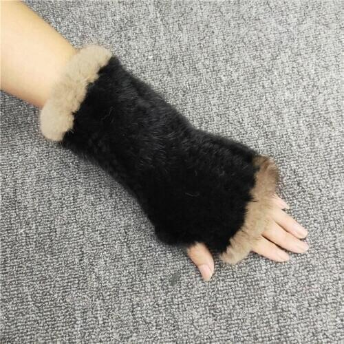 2020 Hot Sale Unisex Real Mink Fur Gloves Real Knitted Mink Fur Fingerless Gloves Winter Strong Elastic Real Mink Fur Gloves