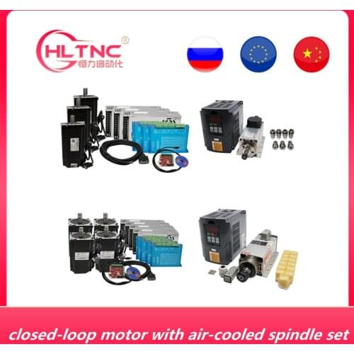 2020 NEW electronic motor kit 1.5kw/2.2kw air cooled CNC spindle kit+Nema34 4.5/8.5/12Nm close loop motor kit with hbs860h