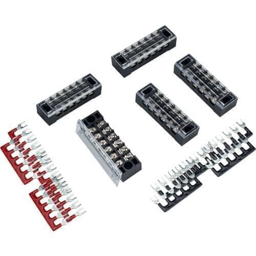 5 Pieces 6P Screw Terminal Block + 10 Pieces 12 Positions Terminal Barrier Strips