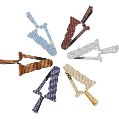 Hip Hop Chain Fully Iced Out Lab Diamond Color Vlone Pendent Necklace for Men Women