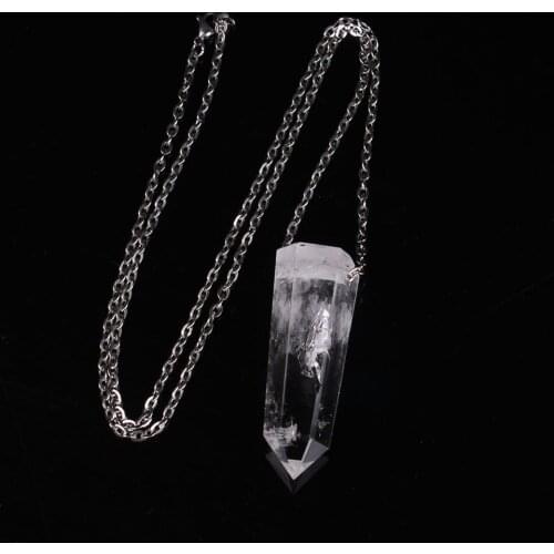 Pure Natural Clear Crystal Quartz Pendant Necklace New Arrival Fashion Women Charms Jewelry Necklaces 45*20mm Healing Pendulum