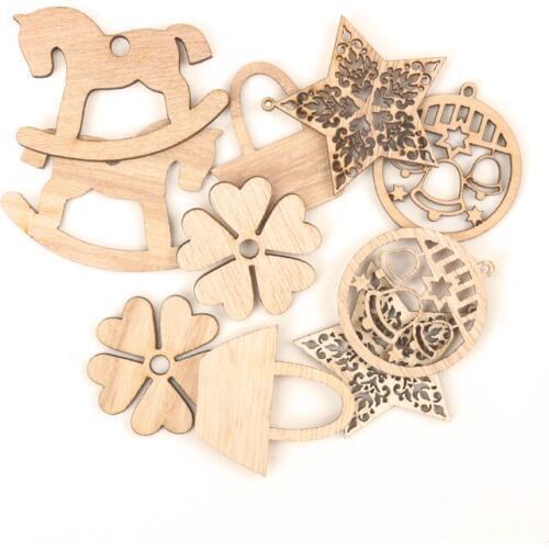 Wood Horse Basket Pattern Wooden Scrapbooking Collection Craft Handmade Accessory Home Decoration DIY 38-55mm 10pcs MZ197