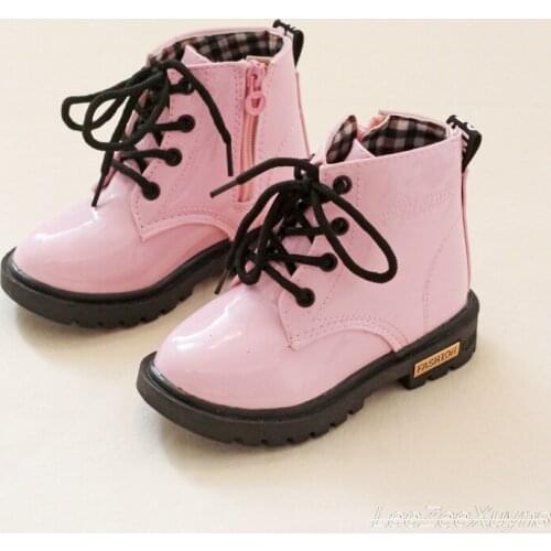 Kids 21-36 size 2021 new Martin fur boots for little girls boys baby pu leather winter warm plush casual children fashion shoes