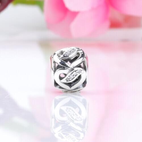 Authentic S925 Sterling Silver Star Love Ribbon Heart-shaped Hollow Inlaid Zircon Beads Fit Original Bracelets Women Jewelry
