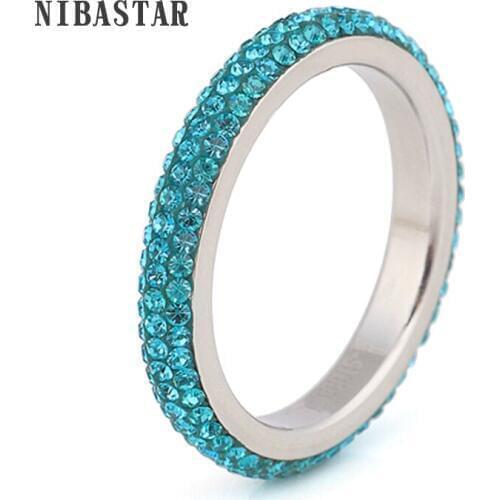 Elegant Classic Crystal Jewelry store fashion crystal Stainless Steel Ring for female