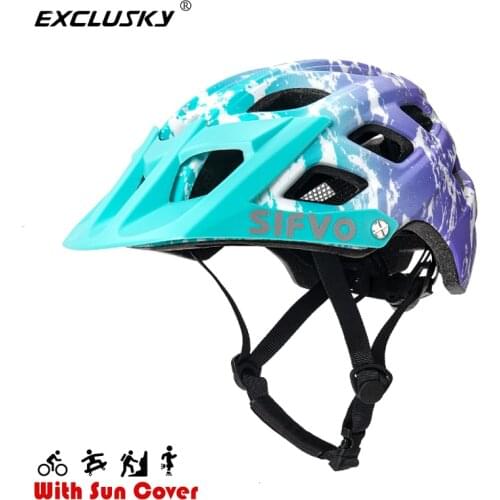 Exclusky Youth Kids Visor Helmet for Bike Skating Scooter Mountain Bicycle Safety Cap Size 54-57CM