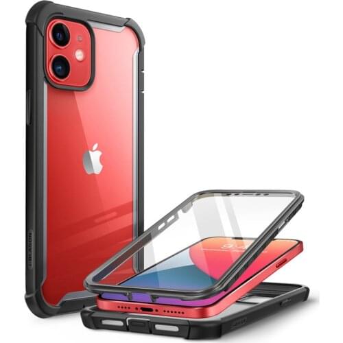 For iPhone 12 Mini Case 5.4" (2020 Release) I-BLASON Ares Full-Body Rugged Clear Bumper Cover with Built-in Screen Protector