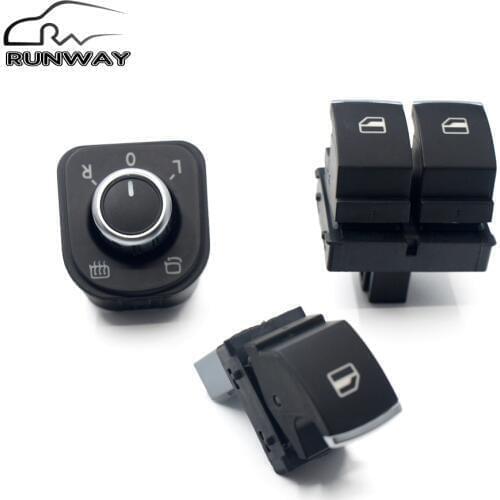 Chrome Power Electric Mirror Switch Window Switch For Volkswagen VW passat B6 Eos Golf 5 6 GTI mk5 mk6 3PCS / SET