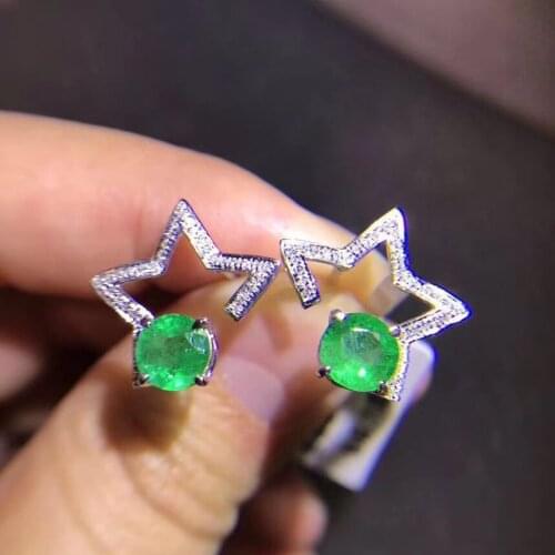 Emerald Earring Natural And Real Emerald Earring 925 sterling silver Fine jewelry For men women