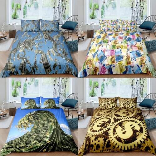 3D Modern style Bedding Set Dollar Motif Printed Duvet Cover Vivid kids Comforter Cover Money Maths FunnyPattern king queen Size