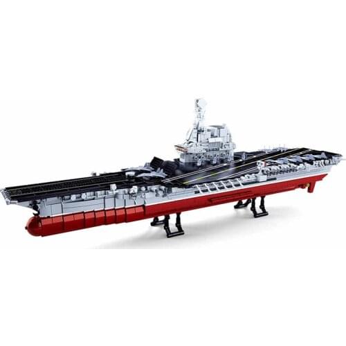 1636PCS Military Navy Strategic Type 002 Aircraft Carrier Warship Model Building Blocks Sets Educational Toys for Children