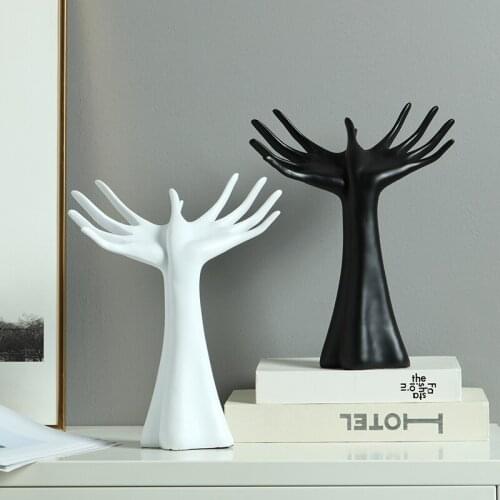 Nordic Creative Black and White Sculpture Hand Shape Living Room Desktop Decoration Desktop Decoration Home Decoration