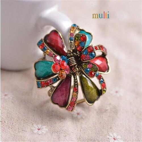 Fashion Bride Wedding Accessories Flowers Hair Clip Gold Color Metal Hair Claws Women Rhinestone Resin Crab Clip Hair Jewelry