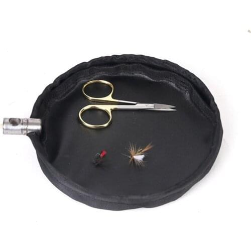 Fly Tying Trash Tray Waste Basket Fly Tying Vise Trash Holder Bag Tying Tools Nylon Storage Bag Fishing Tackle Accessories Black