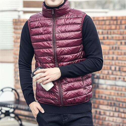 Fashion Brand Men Lightweight Down Vest Autumn New Men White Duck Down Vests Casual Sleeveless Down Vest Coats Male