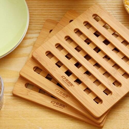 Set of 3 Bamboo Trivet Mat Coasters for Hot Pot Dishes Pads Trivet 7x7 Inch