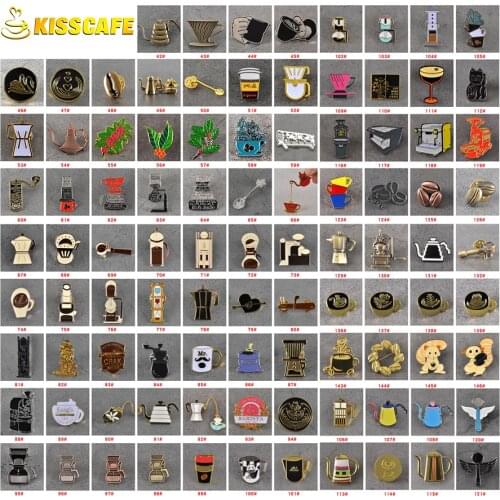 New Arrival Couple Espresso Accessories Barista Coffee Maker Brooch Mini Coffee Tamper Beautiful Coffee Badge Cafe Gift