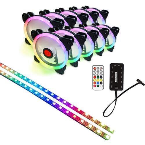 Hot RGB Aurora Cooling Fan 120MM 6Pin Controller LED Strip Ring For Computer Water Cooler Gorgeous Color Adjustable Radiator Fan