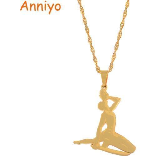 Anniyo Haiti Pendant Necklace for Women Girls Ayiti Items Gold Color Jewelry Gifts of Haiti Accessories Neg Maron #067221