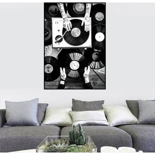 Nordic Poster Vinyl Record Lovers Wall Art Canvas Painting and Print Vintage Photo Black White Mural Home Decor