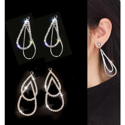 2020New 50Pcs Rhinestones Double Water-Drop button for DIY Jewelry earrings or necklace Pendants accessories ER27-ER53