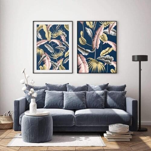 Pink Gray Plant Leaves Canvas Poster Print Modern Home Decor Abstract Wall Art Painting Nordic Living Room Decoration Picture