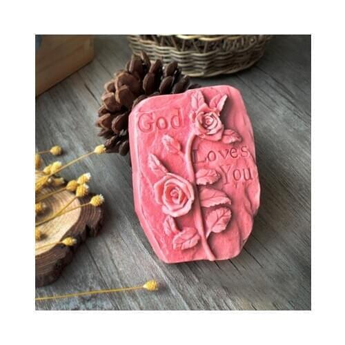 PRZY Rose Flower Mold Silicone Handmade Soap Making God Loves You Molds Chocolate Candle Candy Mold Cake Clay Resin Moulds