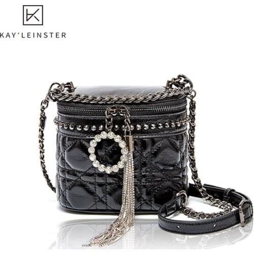 2020 Trend Bucket Bag Wild Leather Women Bags Fashion Hardware Tassel Shoulder Bag Barrel-shaped Handbags Female Cross Body Bag