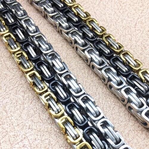 23.62" Stainless Steel Mens Necklace Byzantine Box Chain Multi Color Wholesale Vintage Jewelry 6mm Accessories