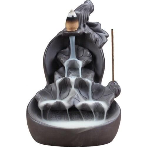 Waterfall Incense Burner Incense Stick Holder Censer Purple Clay Aroma Smoke Backflow Home Decor