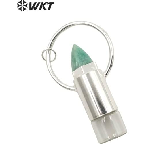 WT-P1667 Fashion unique vintage silver roll essencial oil pendant women natural stone making silver perfume bottle pendant