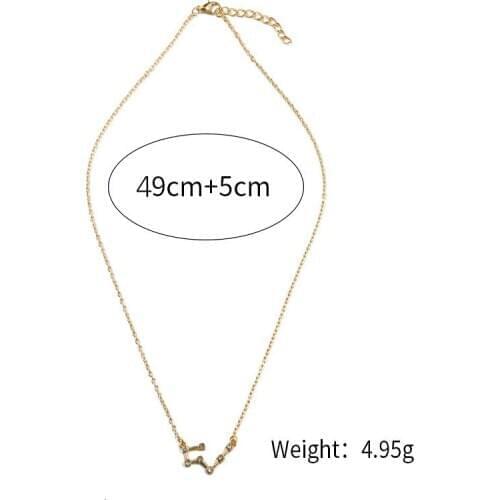 Women 12 Constellation Crystal Taurus Capricorn Scorpio Gold Alloy statementNecklaces Pendants Chain For Women Jewelry