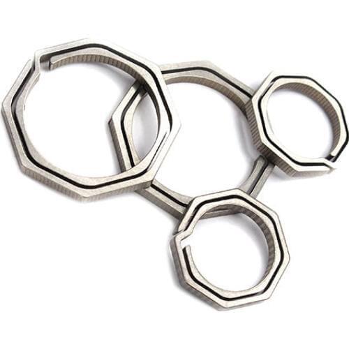 1PC Gossip Key Ring Outdoor TC4 Titanium Alloy Key Ring CNC Machining Octagon EDC Keychain Buckle Accessories Camping Equipment